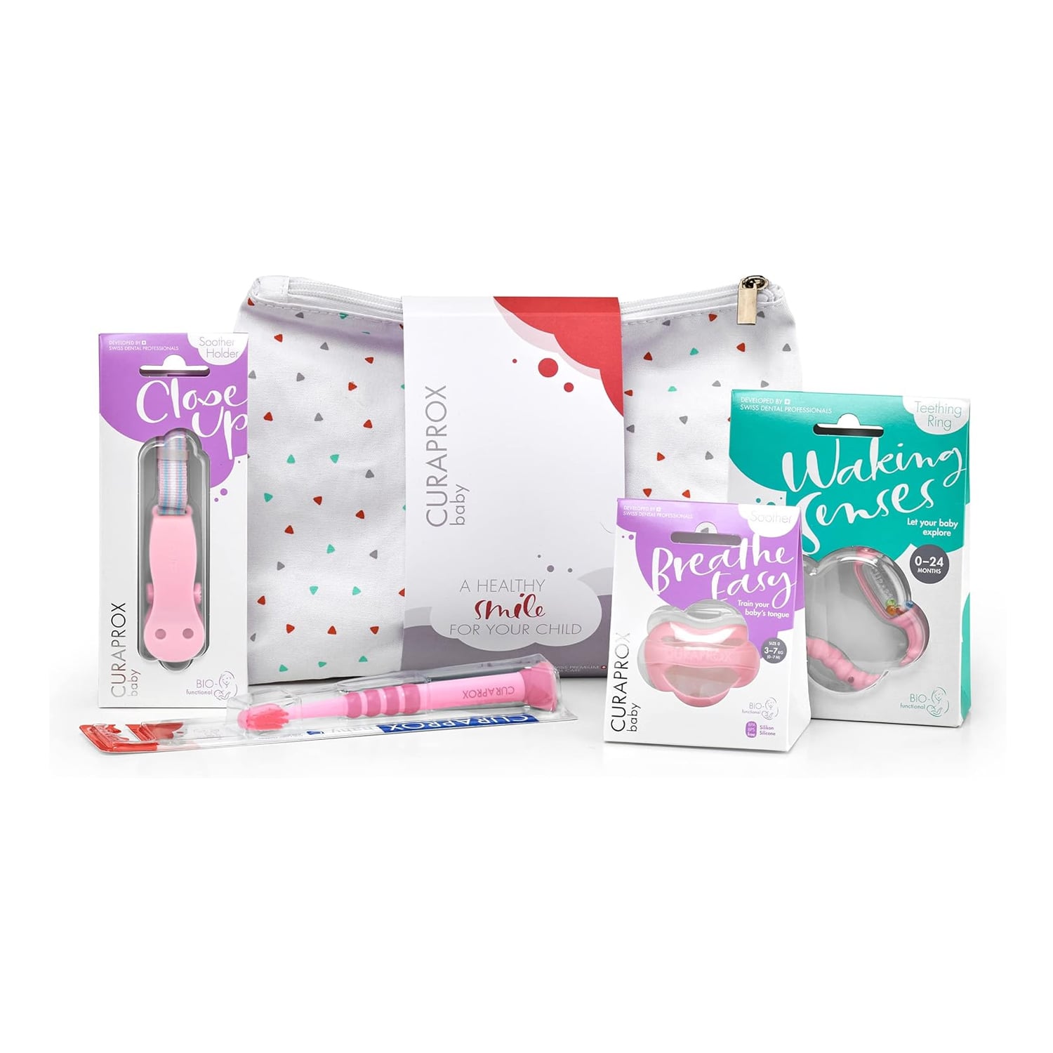 Дитячий набір для догляду за ротовою порожниною Curaprox Baby Set Pink, 5 предметів