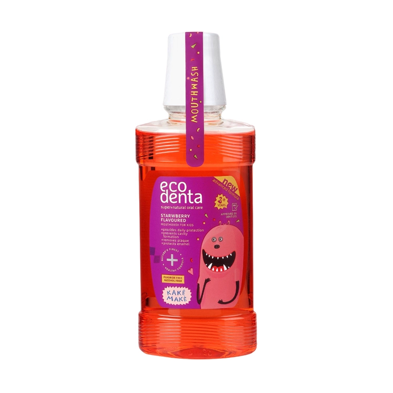 Дитячий ополіскувач для порожнини рота Ecodenta Kake Make Mouthwash зі смаком полуниці, від 3 років, 250 мл
